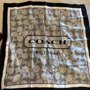 Coach Signature Gray and Black Square Scarf